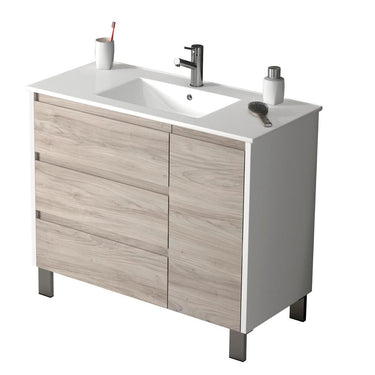 Eviva Bella 39″ Vanity with Porcelain sink Vanity Eviva White/Gray Pine